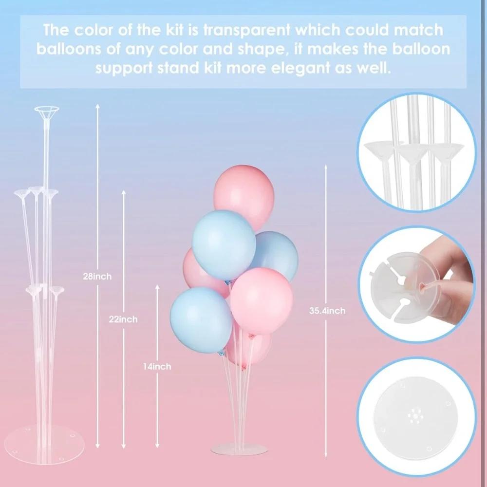 6 Sets Balloon Stand Kits with Base for Table Centerpieces Gender Reveal Party